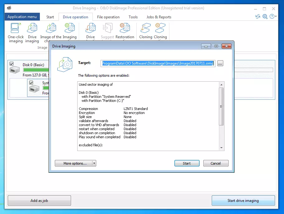 Imagen: O&O DiskImage Professional 11.0: menú de selección del medio de destino