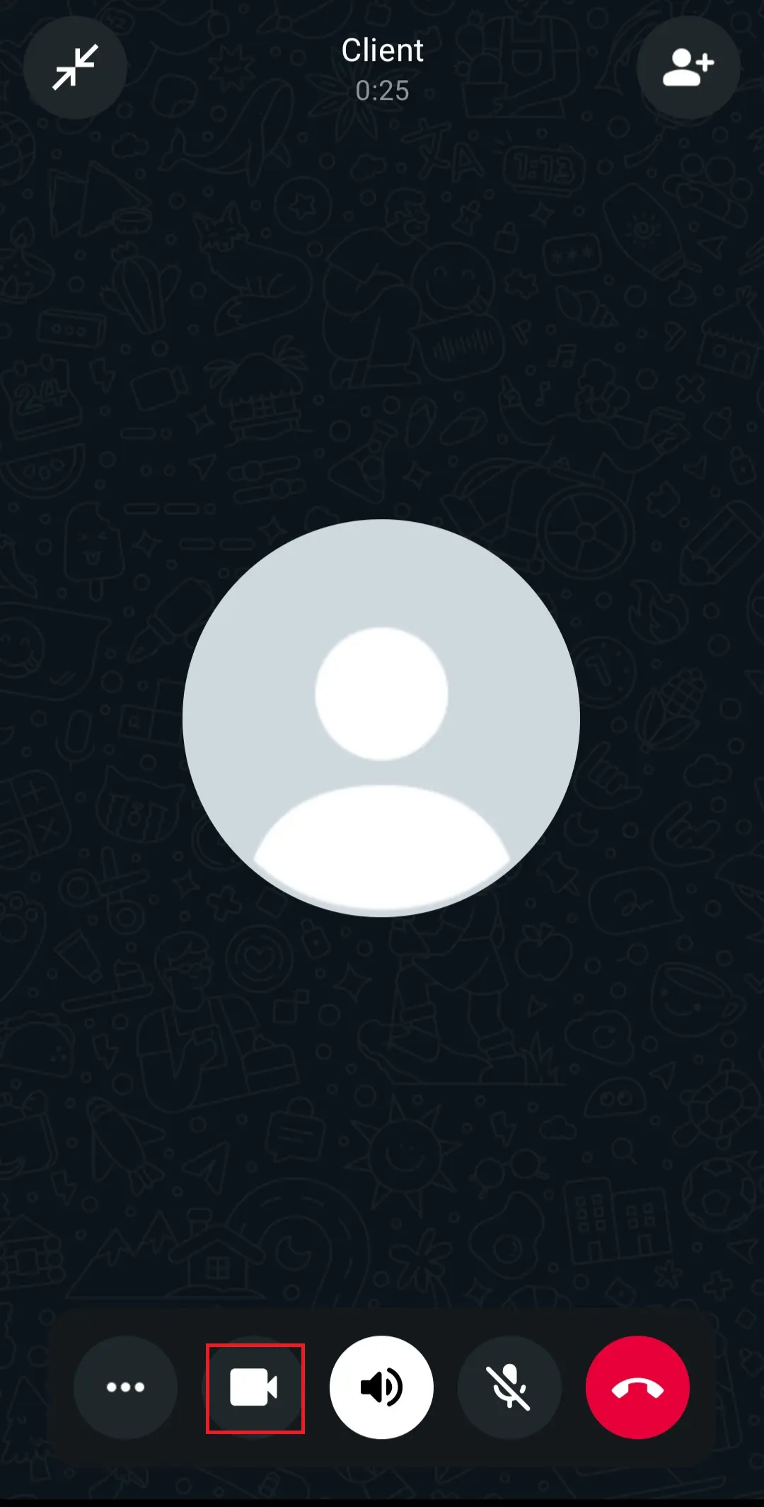 WhatsApp: icono de la cámara de vídeo para pasar a videollamada Imagen: WhatsApp: icono de la cámara de vídeo para pasar a videollamada