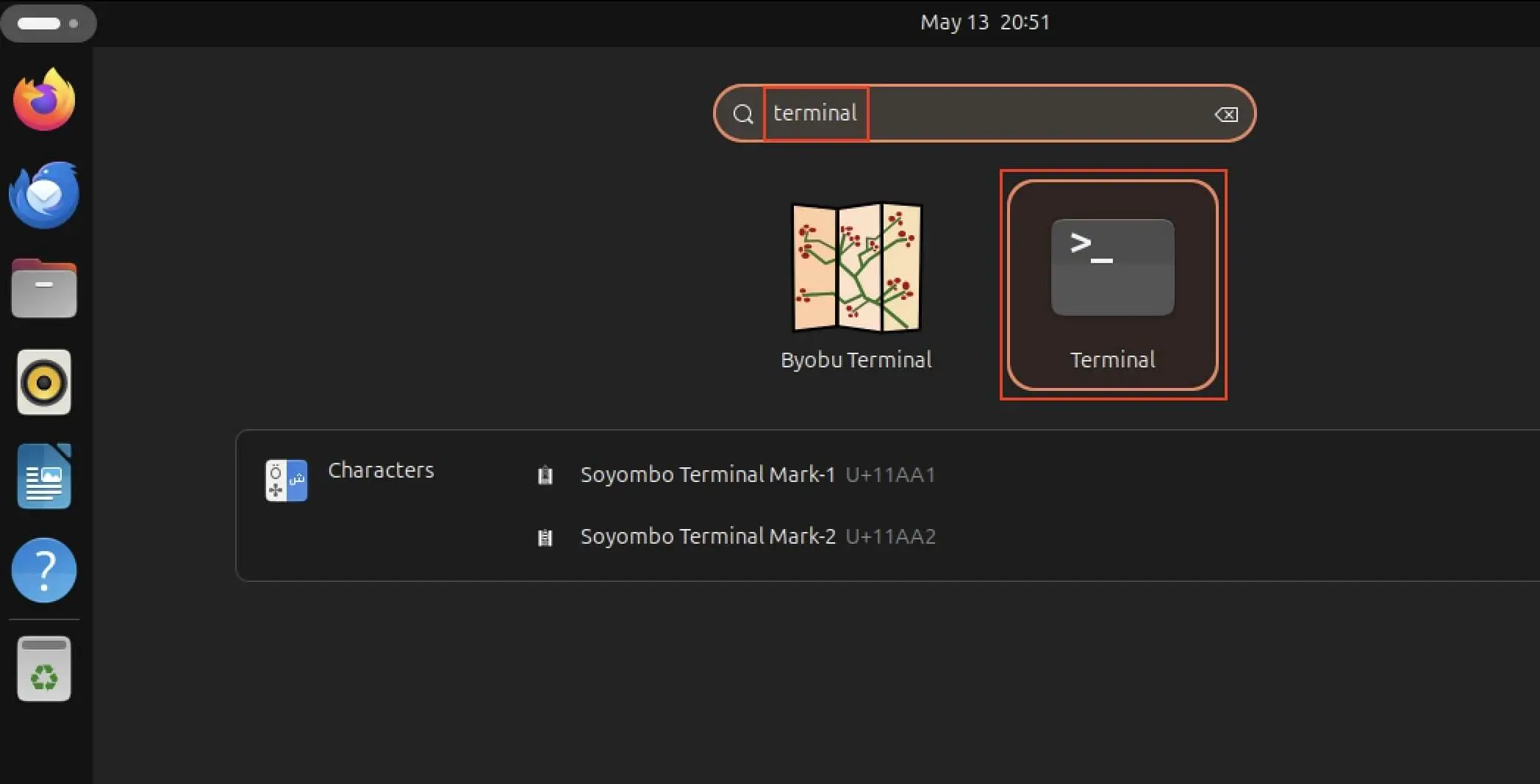 Imagen: Captura de pantalla de la búsqueda de aplicaciones de Ubuntu