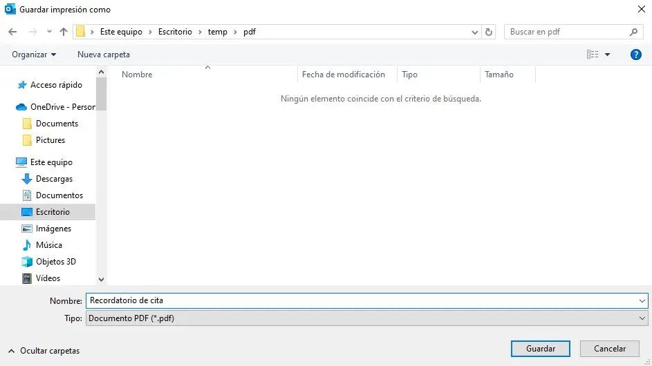 Imagen: Cómo guardar un correo de Outlook en PDF