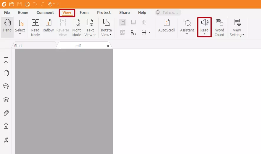 Imagen: Foxit PDF Reader: Menú “Leer” en “Ver”
