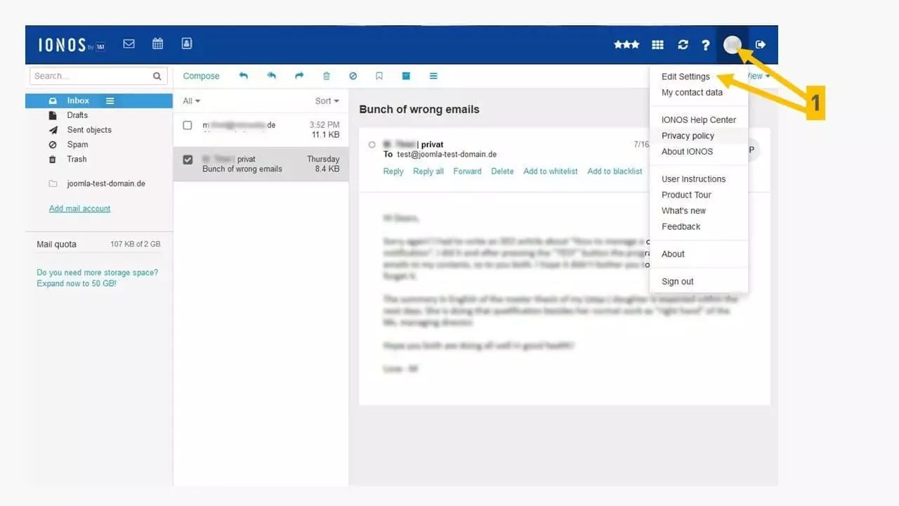 Imagen: Respuesta automática sin Mozilla Thunderbird: configuración con IONOS.