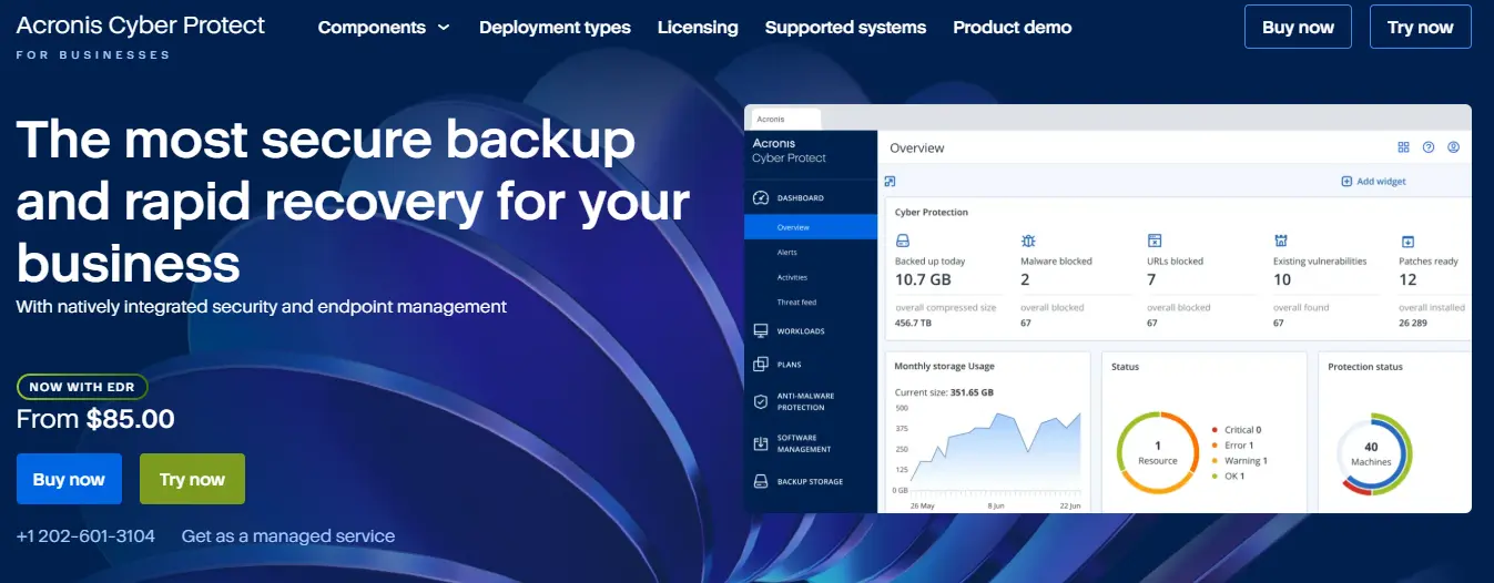 Imagen: Panel de control y funciones de Acronis Cyber Protect Home Office