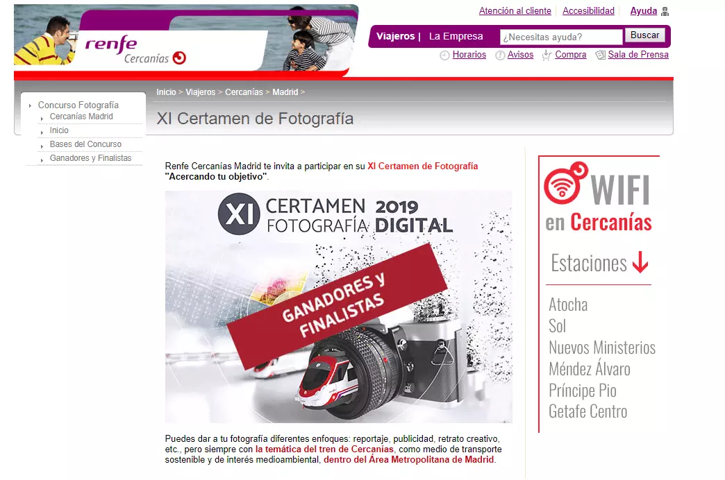 Certamen de fotografía organizado por Renfe