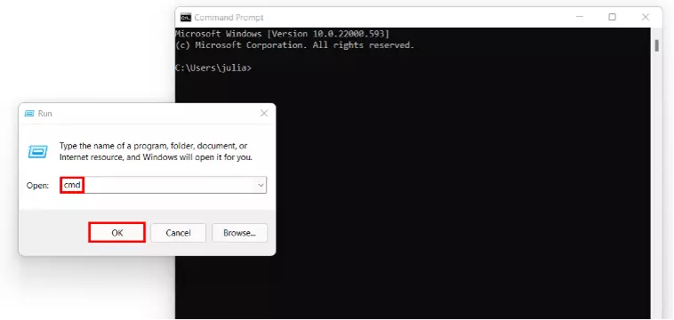 Windows 11: activar el símbolo del sistema a través del cuadro de diálogo “Ejecutar”