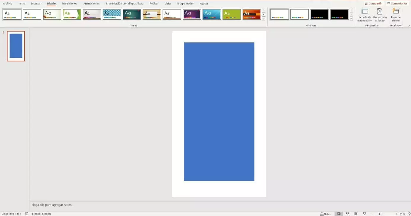 Imagen: PowerPoint 2016: diapositiva en vertical