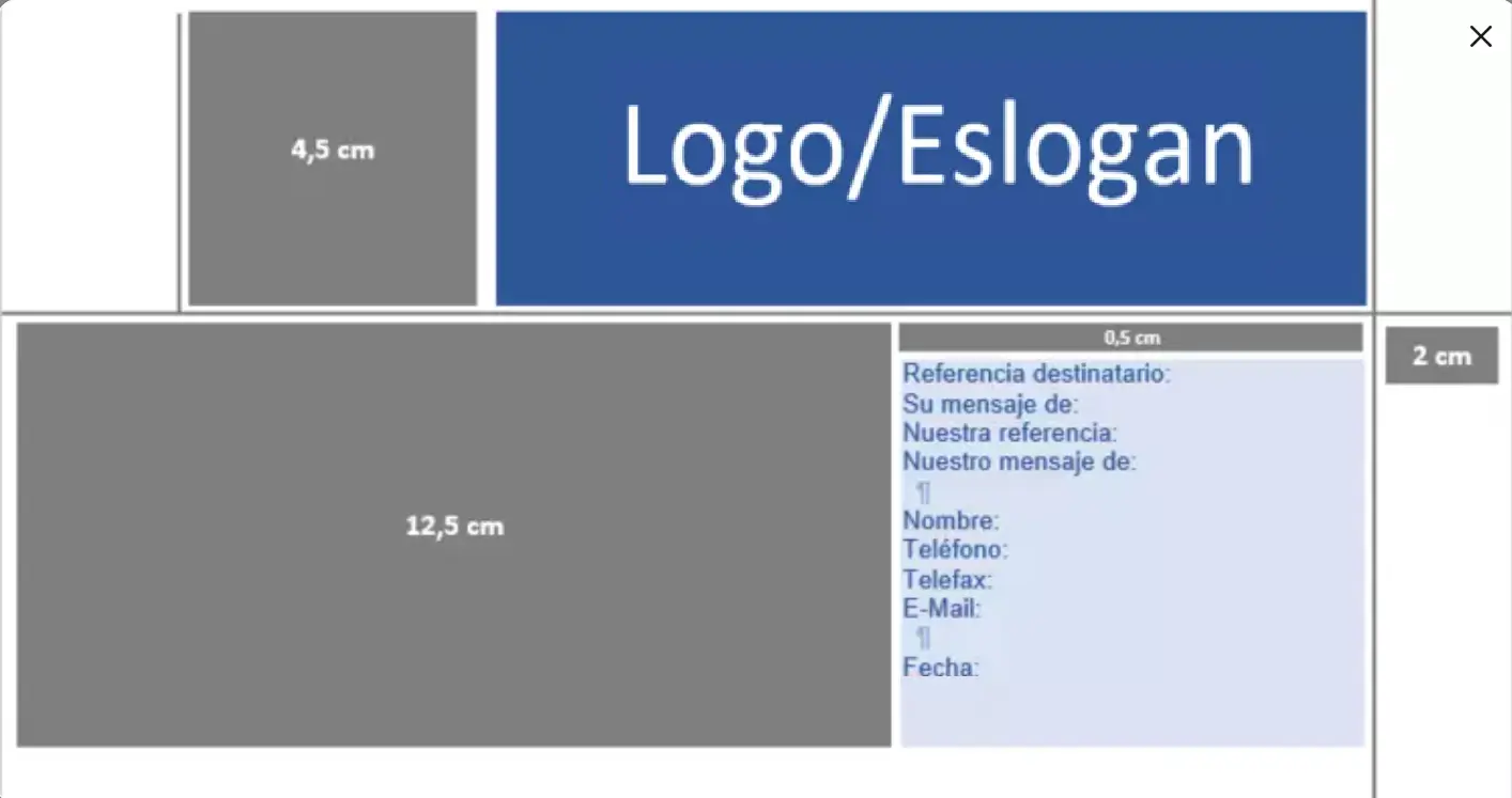 Ejemplo de la información del bloque de información de una carta comercial Imagen: Ejemplo de la información del bloque de información de una carta comercial