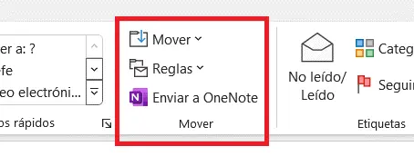 Cinta de opciones en Outlook: pestaña “Inicio” Imagen: Cinta de opciones en Outlook: pestaña “Inicio”