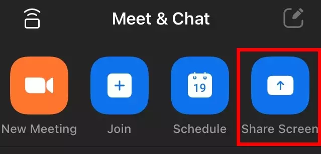 Imagen: Aplicación de Zoom para el iPhone con la opción de compartir la pantalla