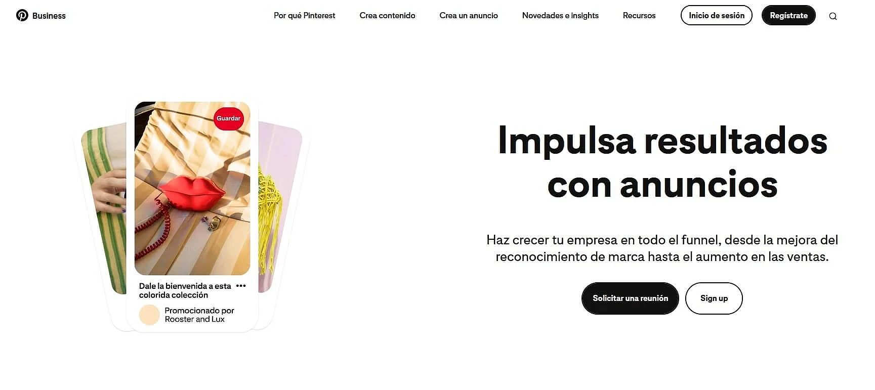 Página de inicio de Pinterest Ads Imagen: Página de inicio de Pinterest Ads