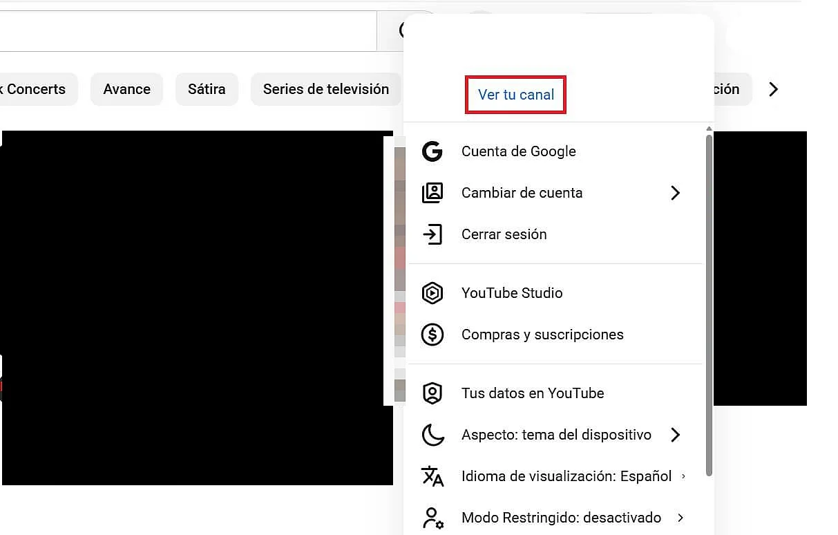 Imagen: Botón “Ver tu canal” en los ajustes de YouTube