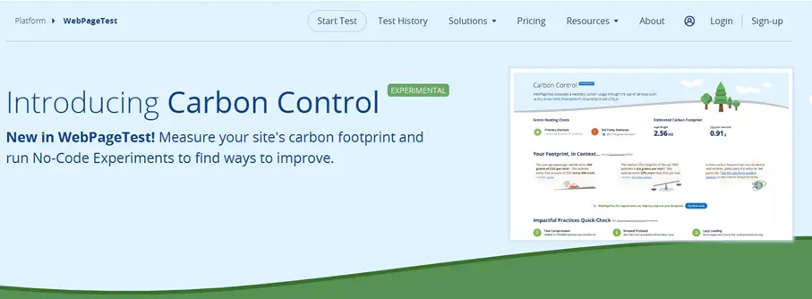 Imagen: Página de WebPageTest