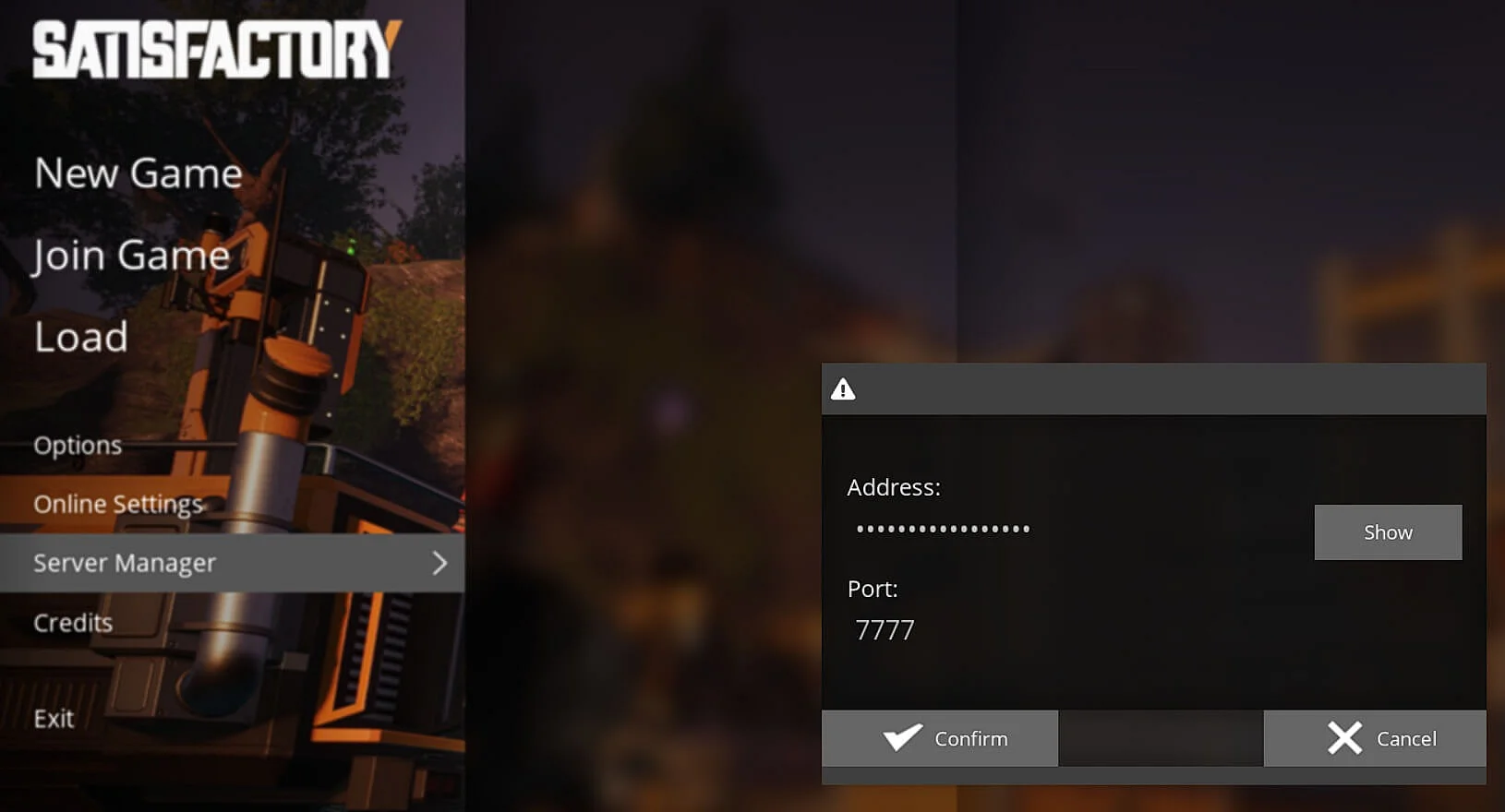 Imagen: Captura de pantalla de Satisfactory: añadir servidor en el Server Manager
