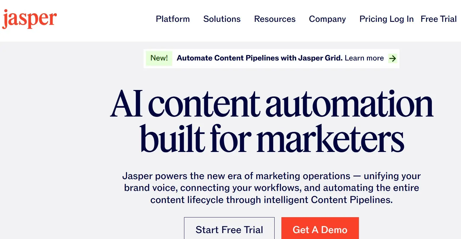 Página de inicio de Jasper AI Imagen: Página de inicio de Jasper AI