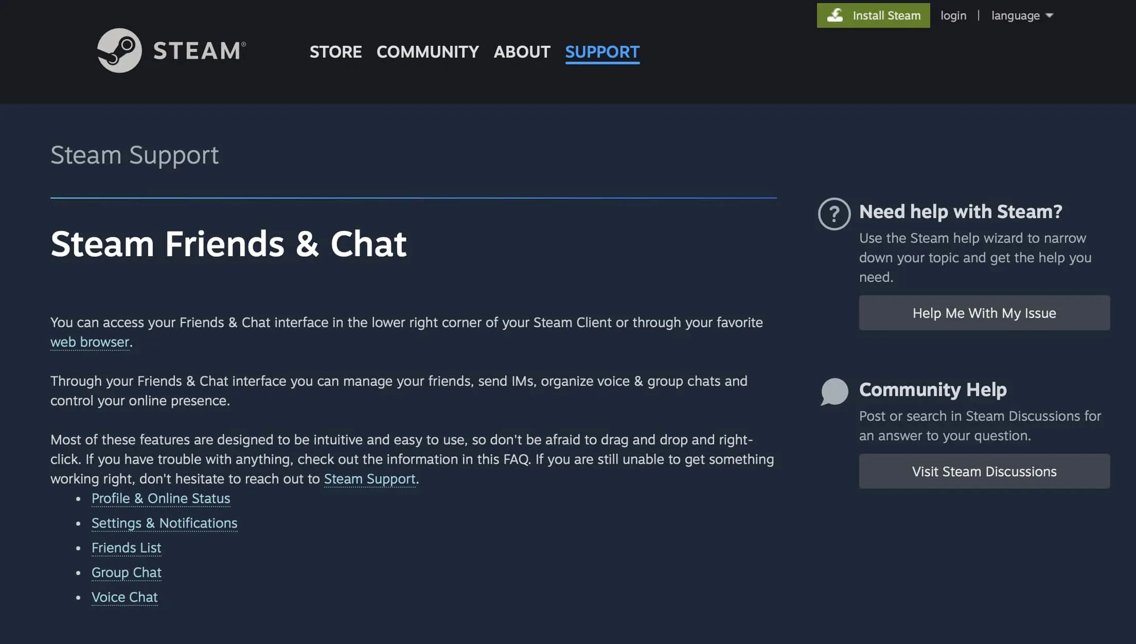 Captura de pantalla de la página web de Steam Chat Imagen: Captura de pantalla de la página web de Steam Chat