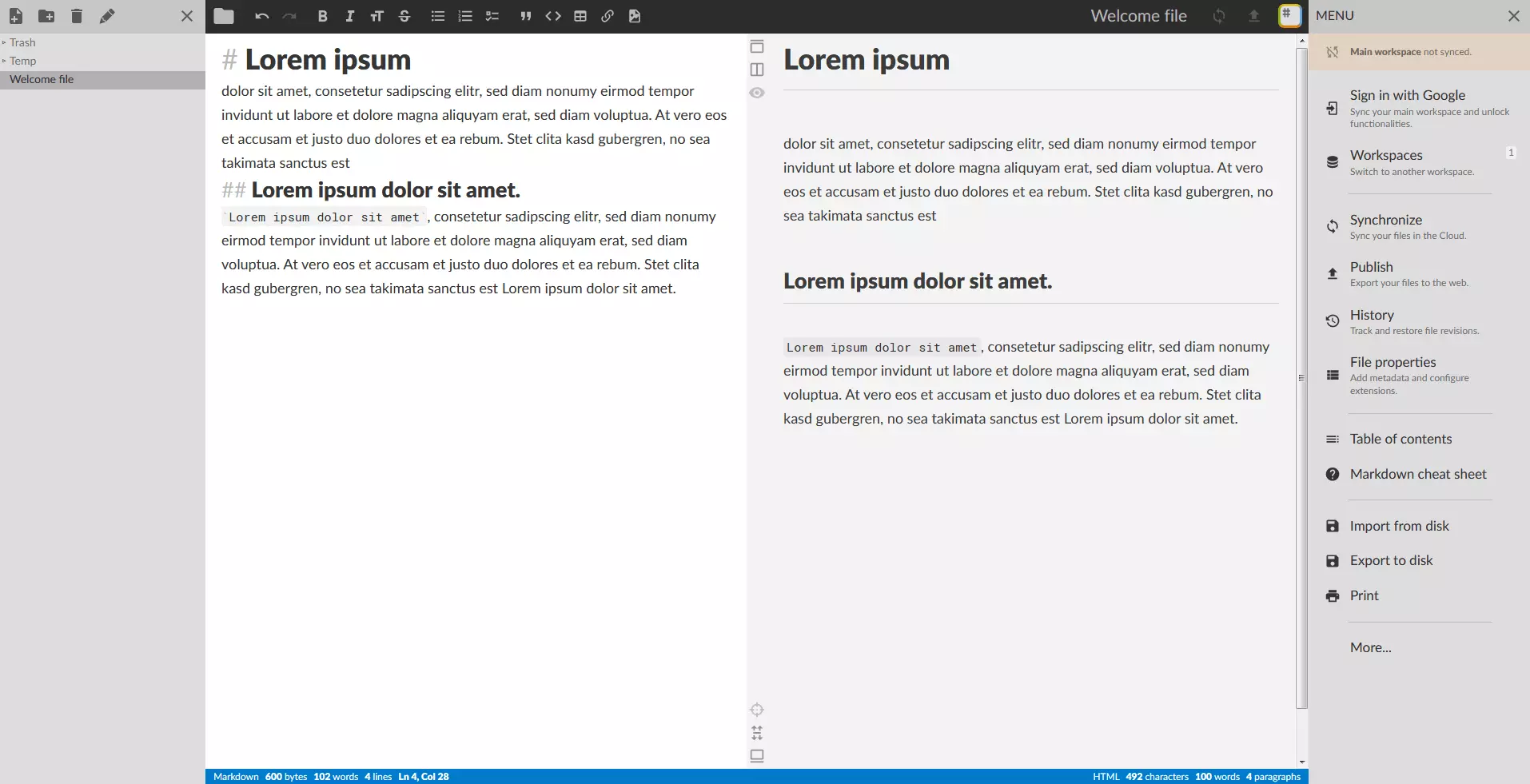 Imagen: Editor Markdown online StackEdit