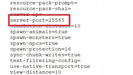 Fragmento del archivo server.properties del servidor de Minecraft Imagen: Fragmento del archivo server.properties del servidor de Minecraft