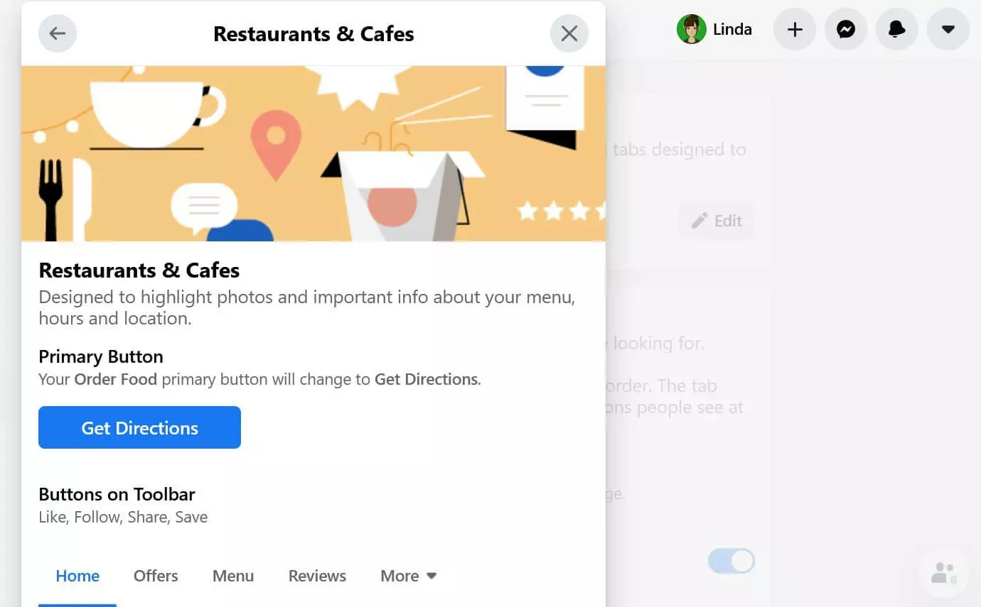 Imagen: Plantilla profesional para restaurantes y cafés en Facebook