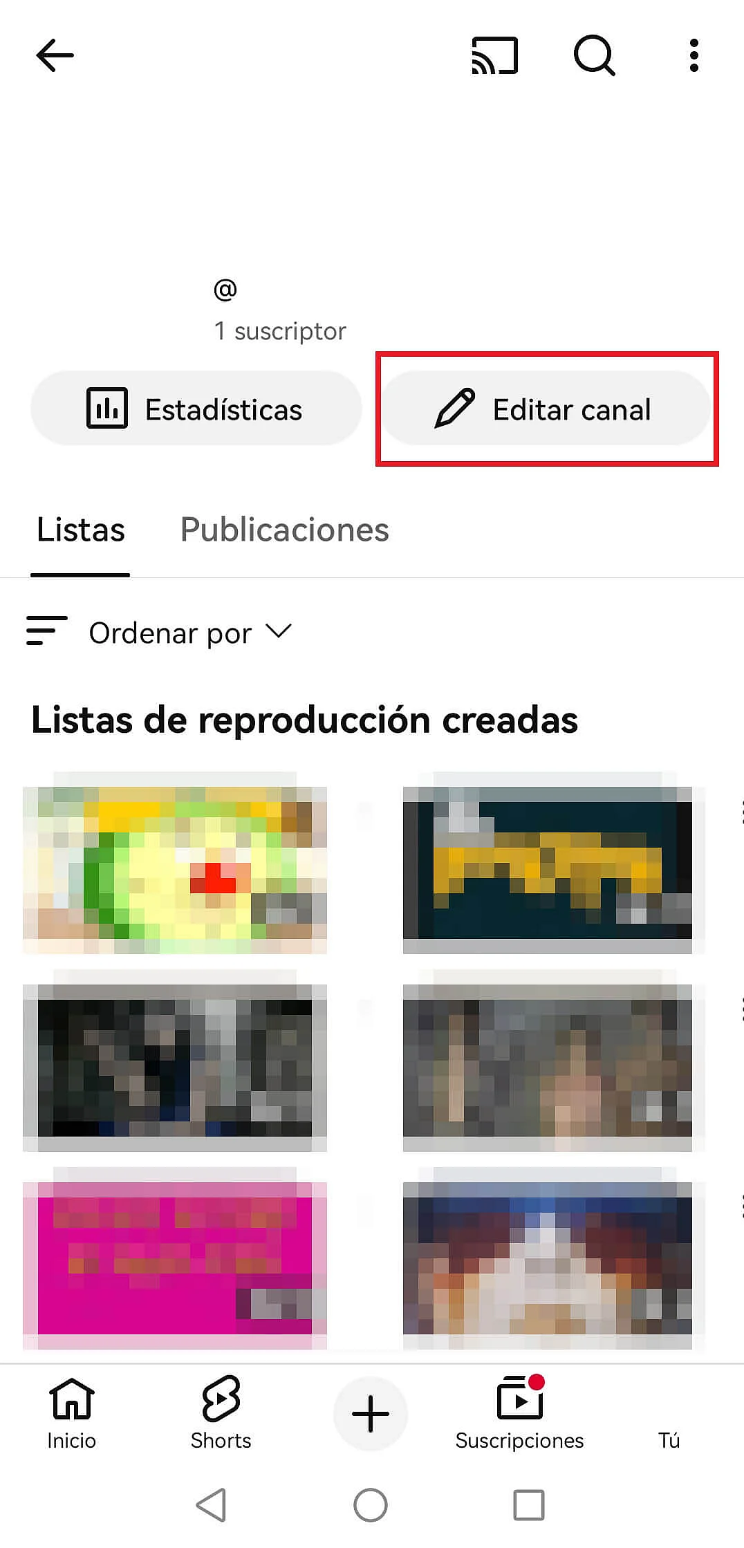 Imagen: App de YouTube: botón “Editar canal”