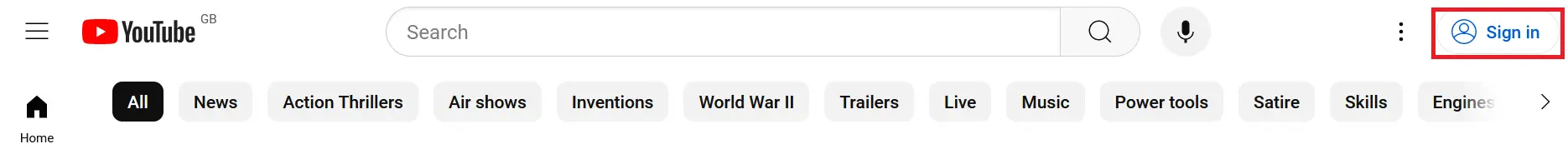 Imagen: Iniciar sesión en la página de YouTube