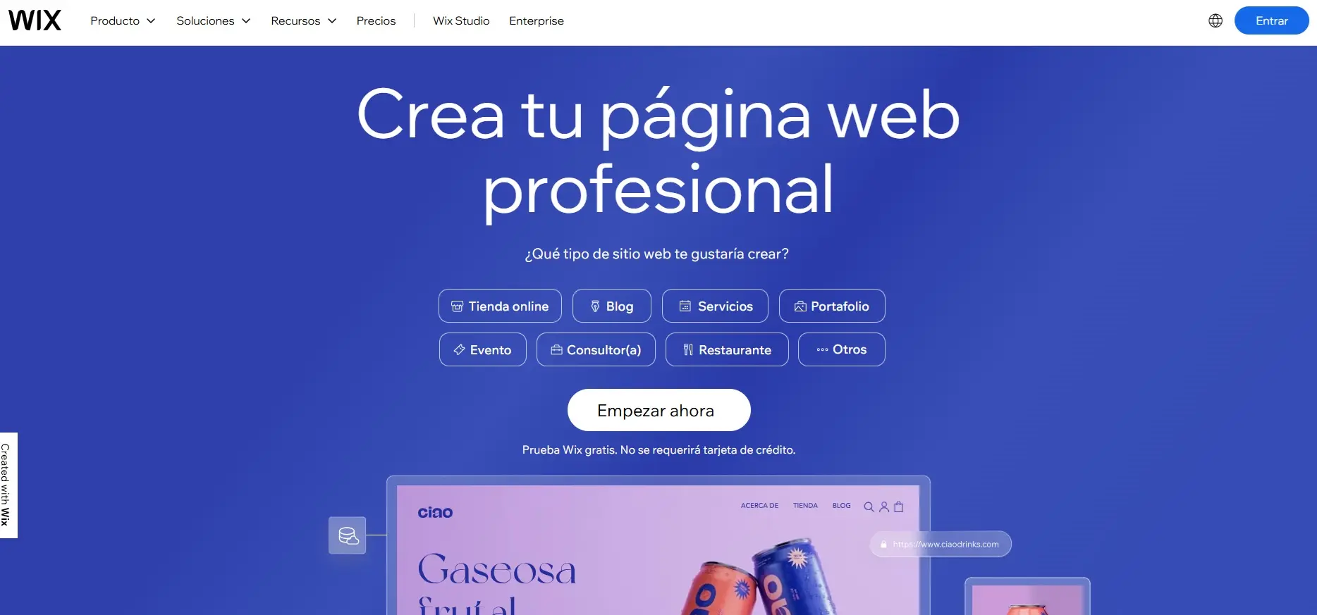 Página de inicio del creador de páginas web Wix Imagen: Página de inicio del creador de páginas web Wix