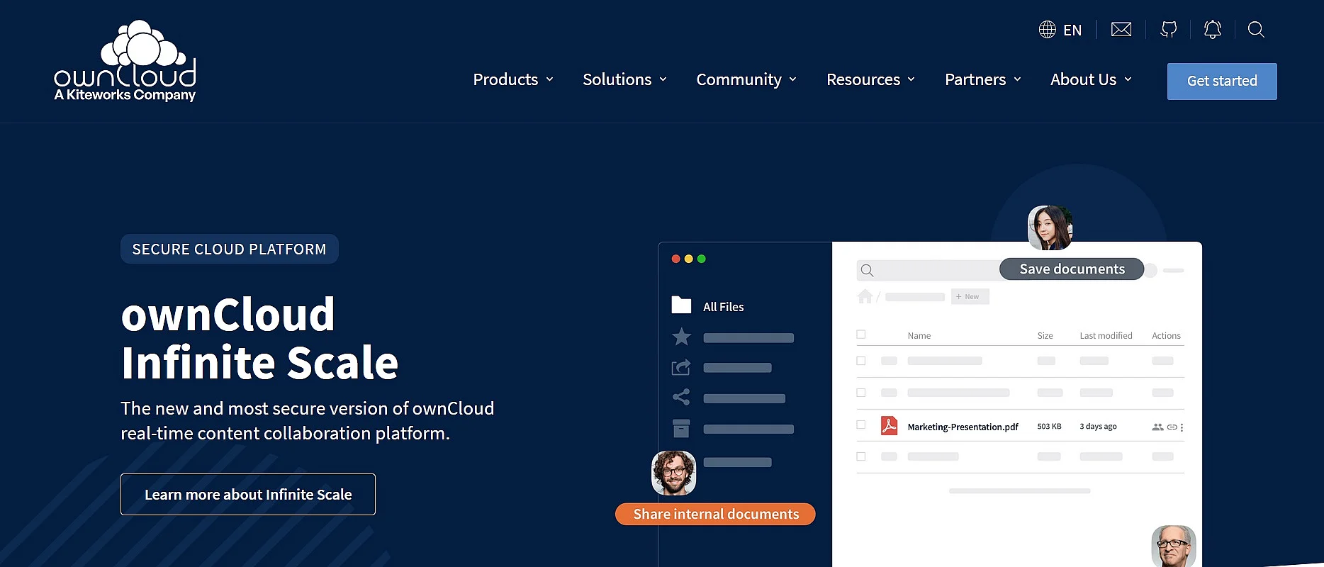 Página de inicio de ownCloud Imagen: Página de inicio de ownCloud