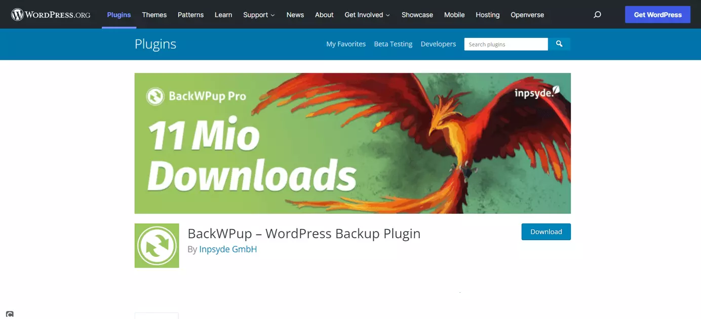 Imagen: Página de inicio del plugin BackWPup