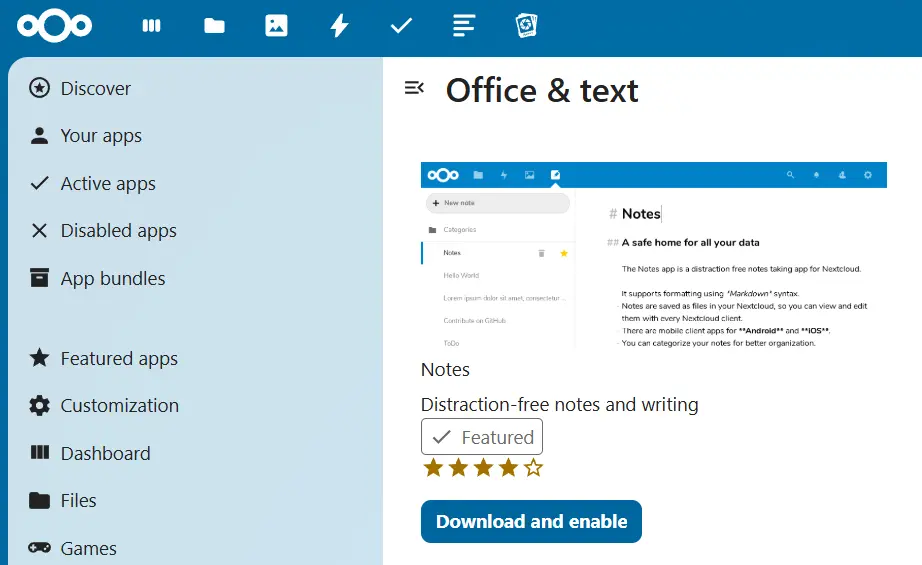 Notes en Nextcloud Store Imagen: Notes en Nextcloud Store