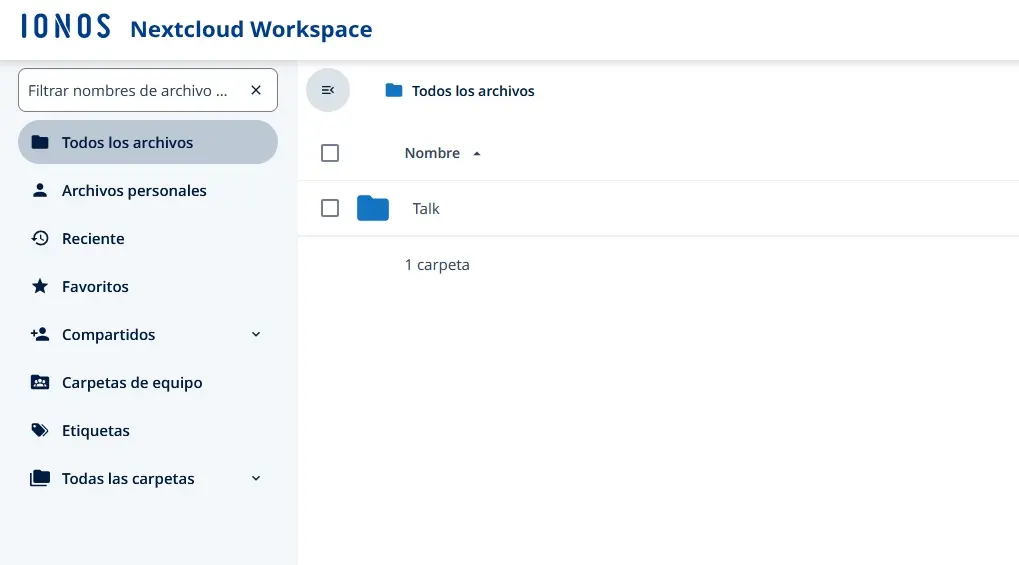 Nextcloud Workspace: Files Imagen: Nextcloud Workspace: Files