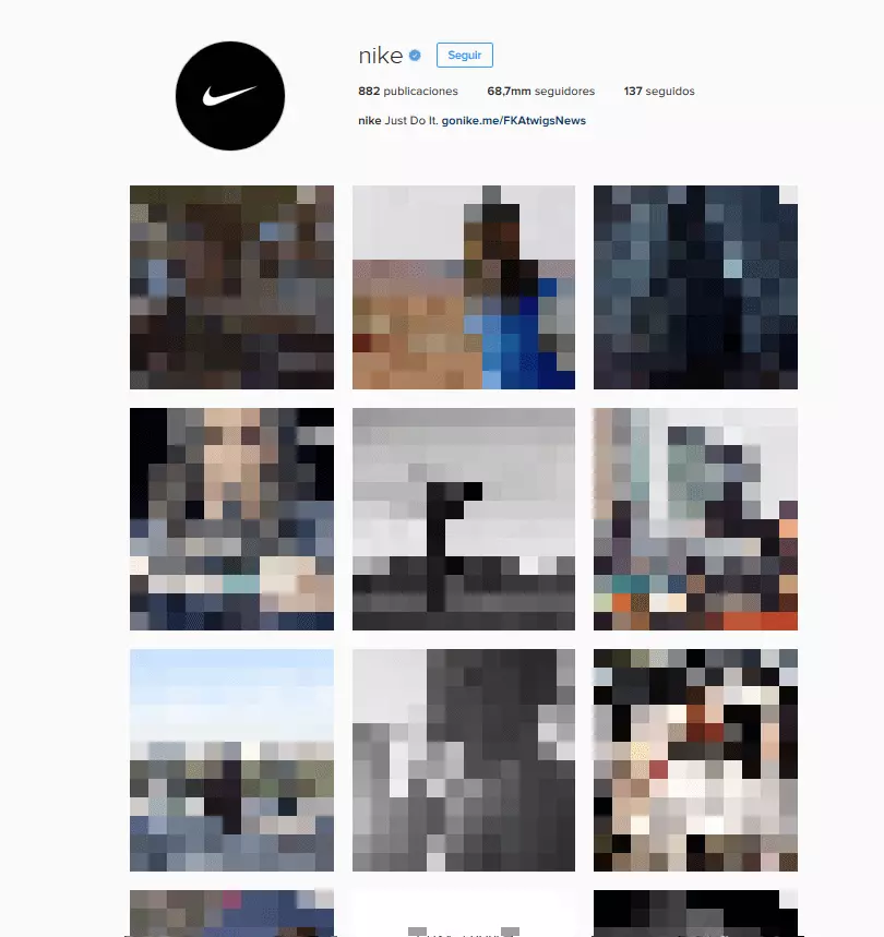Imagen: Perfil de empresa de Nike en la versión web de Instagram