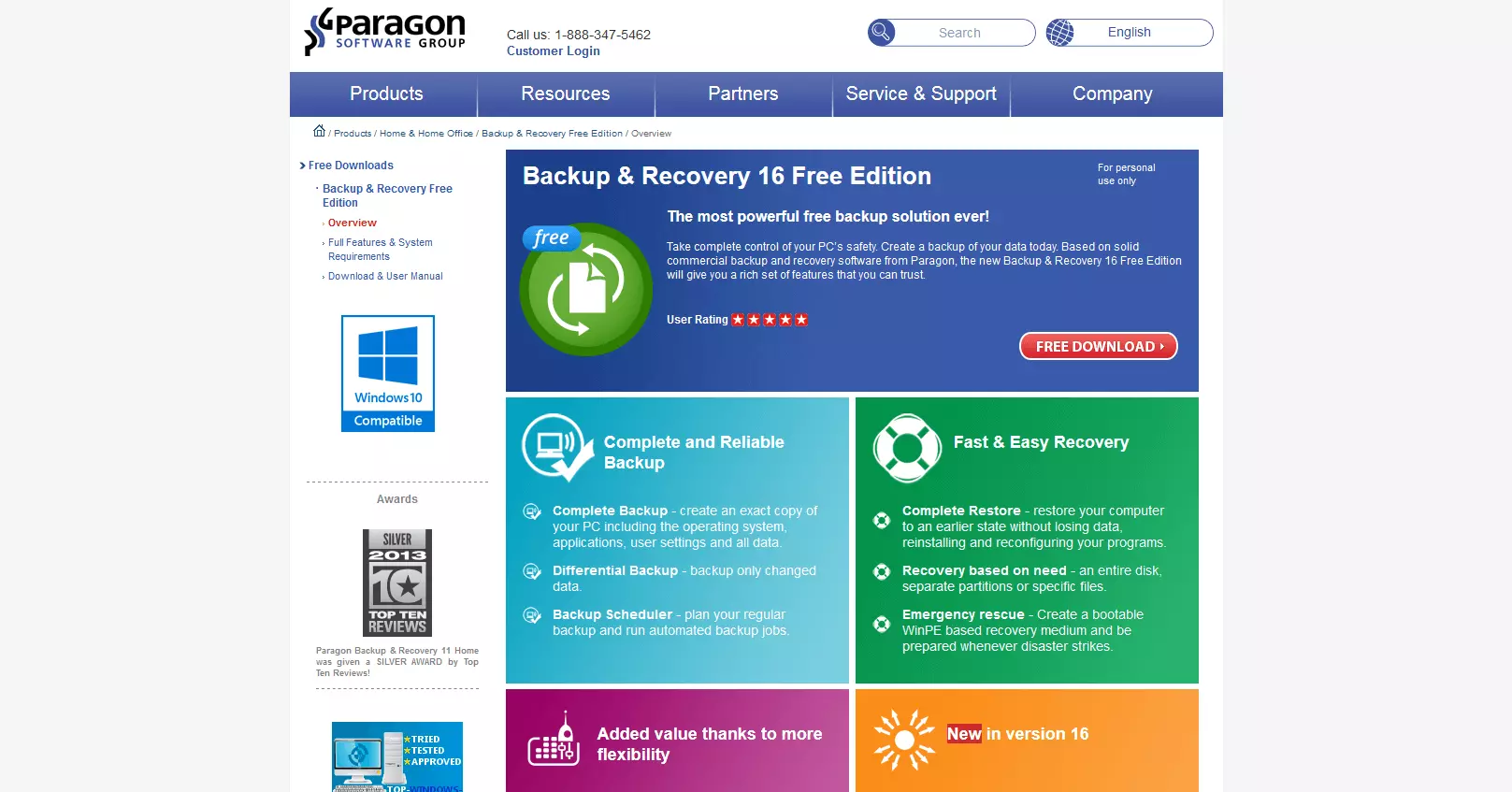 Imagen: Página web de Paragon Backup & Recovery 16 Free