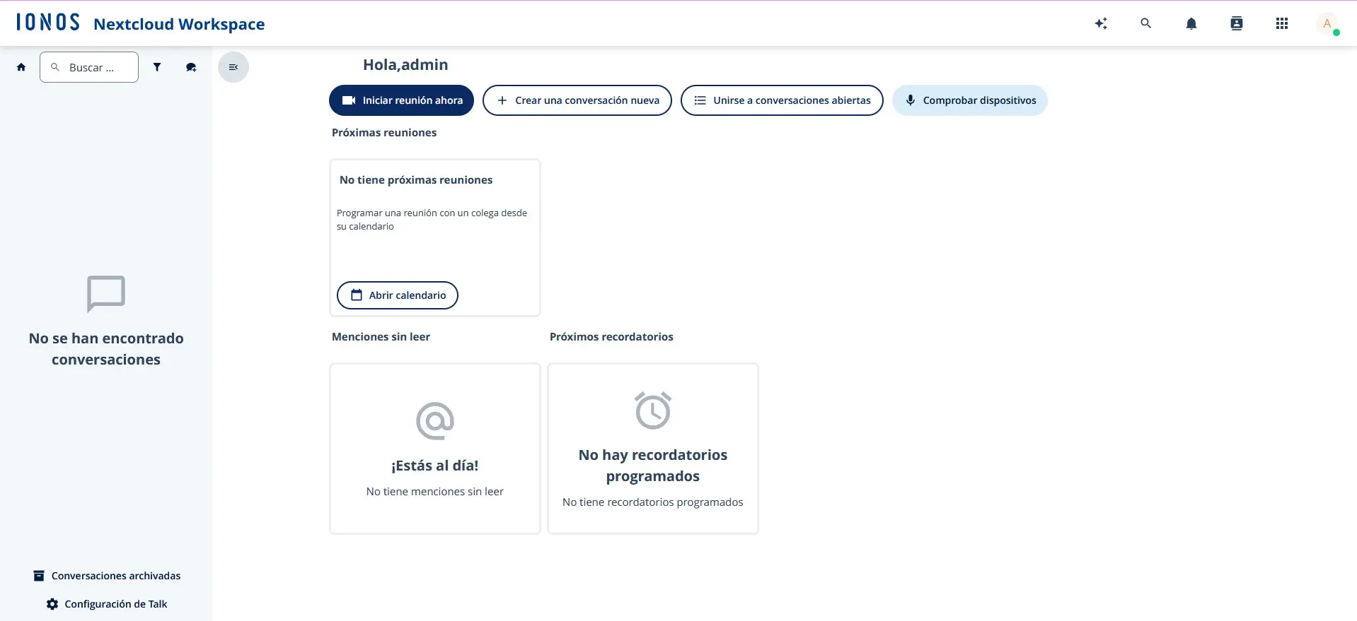 Nextcloud Workspace: Talk Imagen: Nextcloud Workspace: Talk