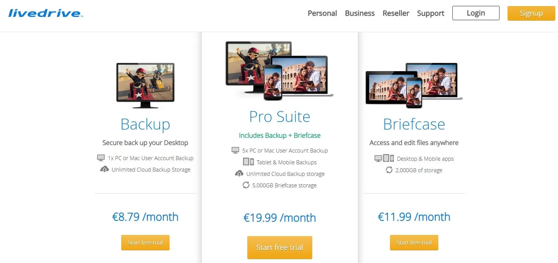 Imagen: Captura de pantalla de la página web Livedrive