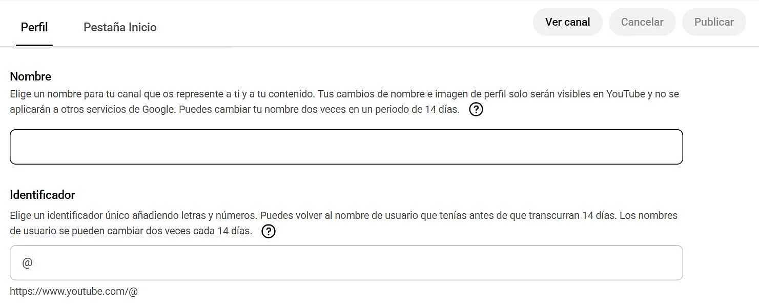 Imagen: Cambiar el nombre del canal de YouTube