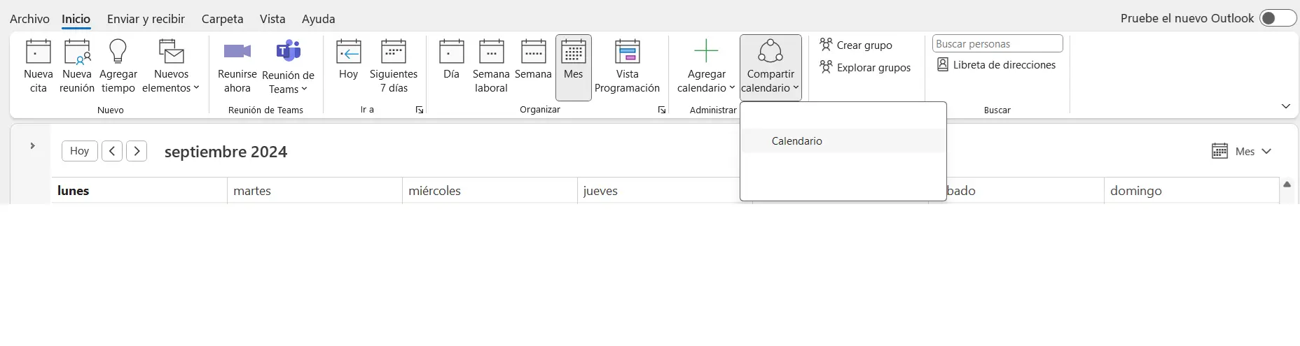 Outlook: vista de calendario para una semana de trabajo Imagen: Outlook: vista de calendario para una semana de trabajo