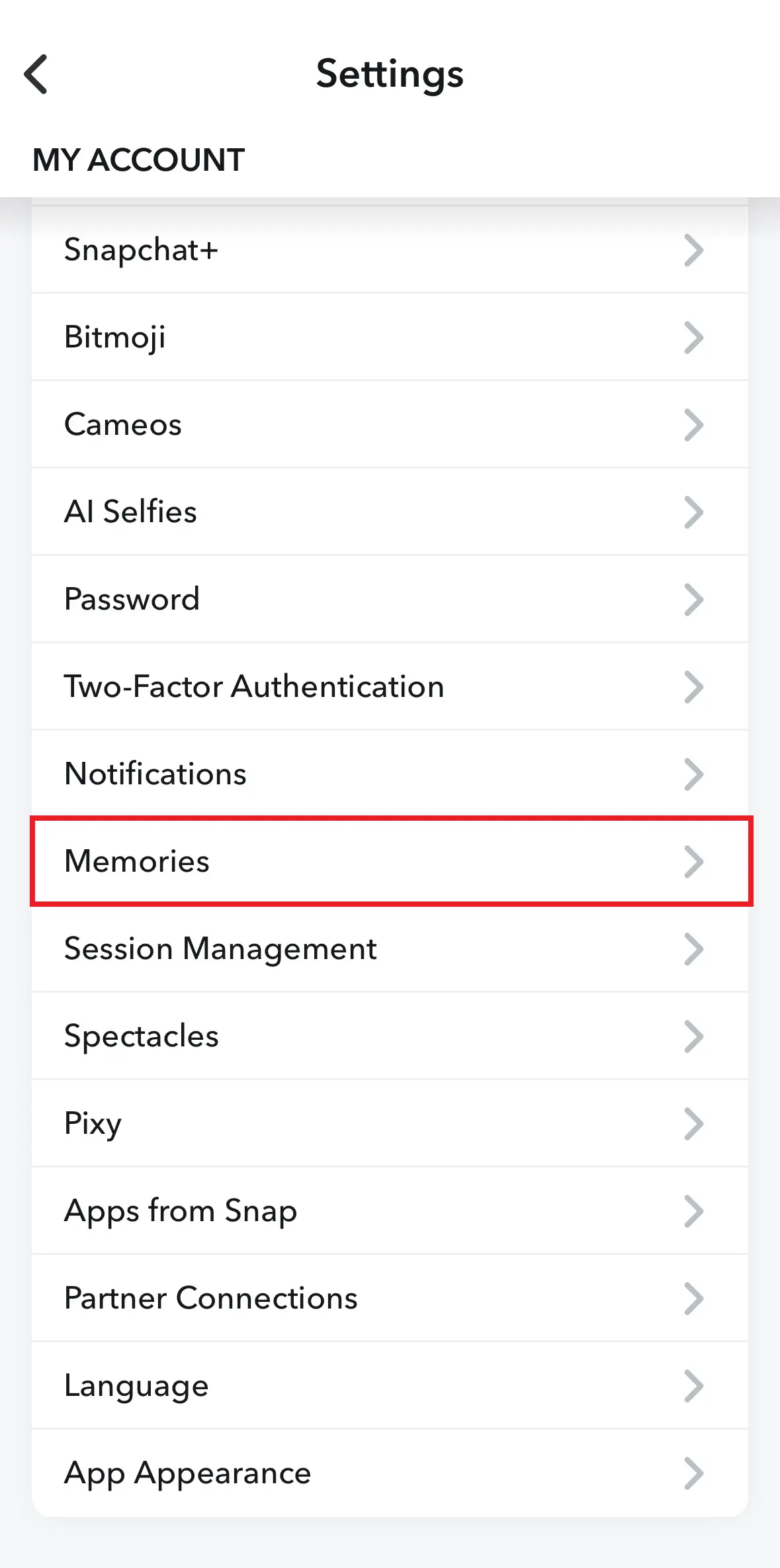Configuración de “Recuerdos” (Memories) en Snapchat Imagen: Configuración de “Recuerdos” (Memories) en Snapchat