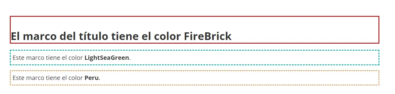 Imagen: Colores HTML: ejemplo de marco