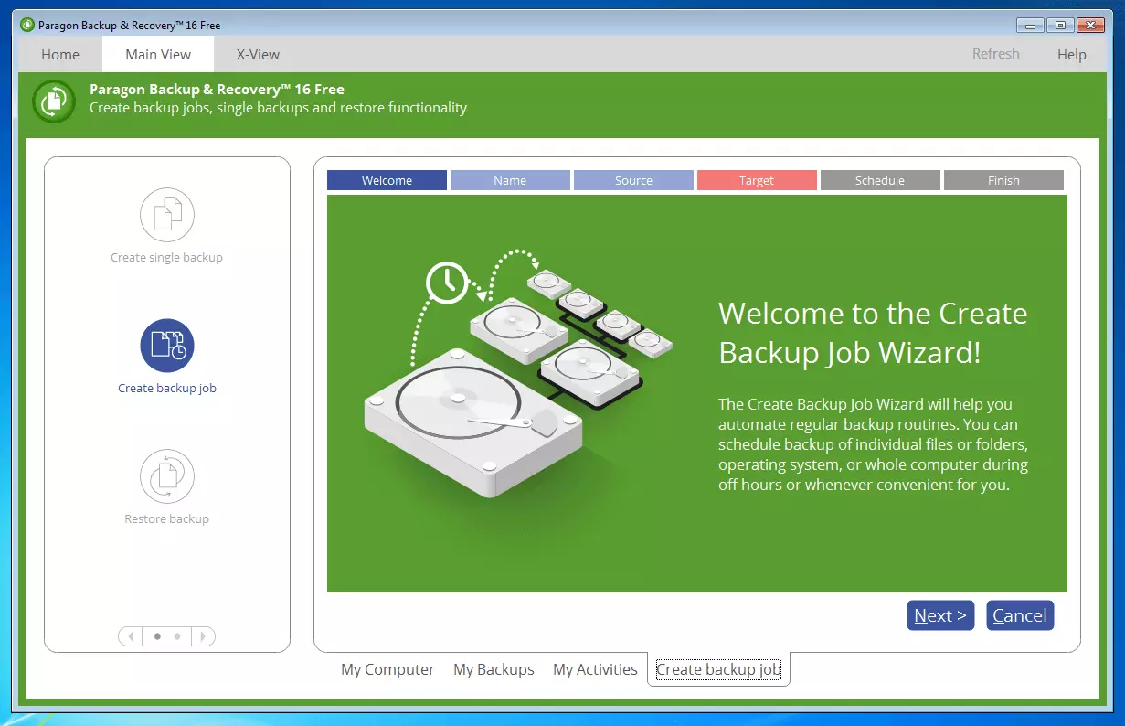 Imagen: Paragon Backup & Recovery 16 Free: asistente de instalación backup job