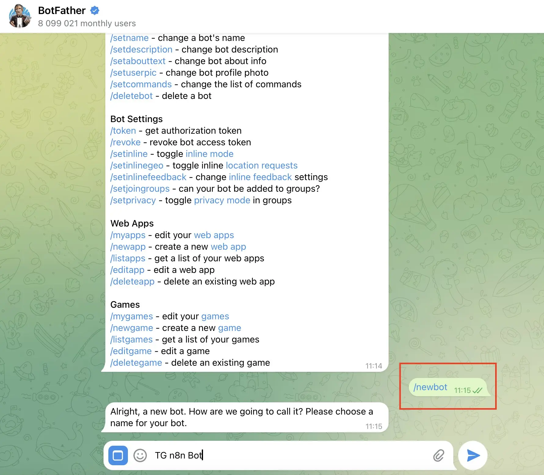 Crear nuevo bot en Telegram Imagen: Crear nuevo bot en Telegram