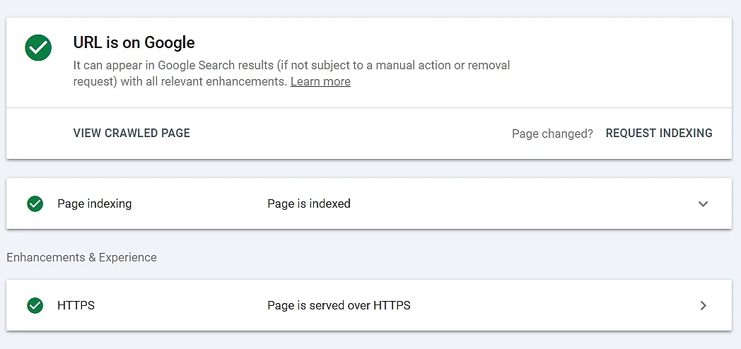 Inspección de URL en Google Search Console Imagen: Inspección de URL en Google Search Console