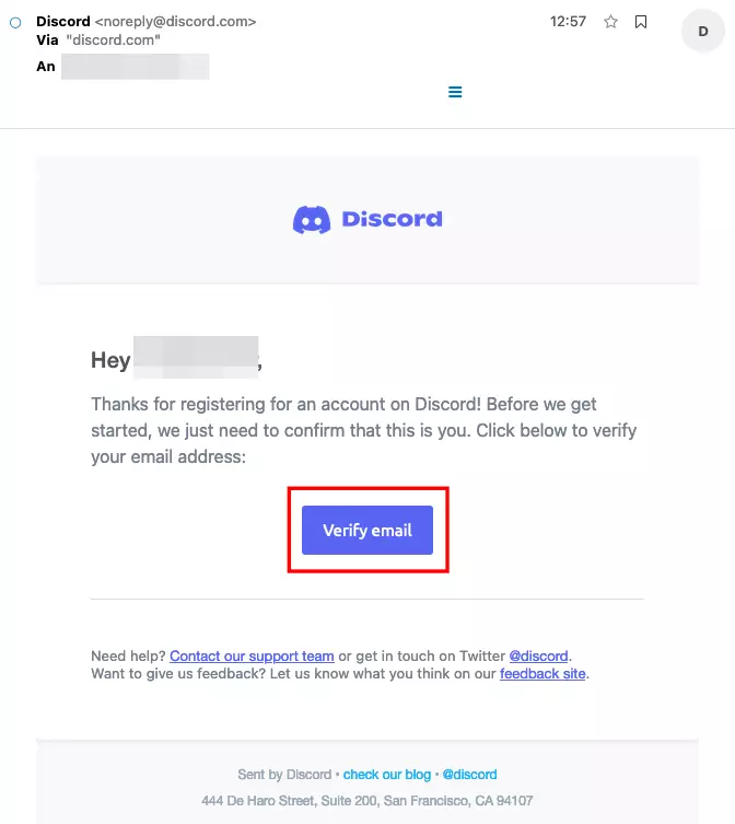 Imagen: Verificación de tu email para Discord