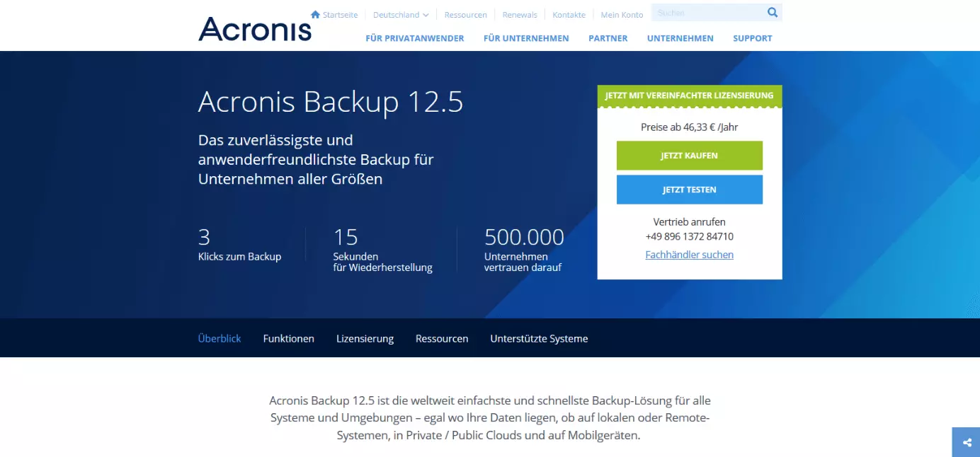 Imagen: Página web de Acronis Backup 12.5