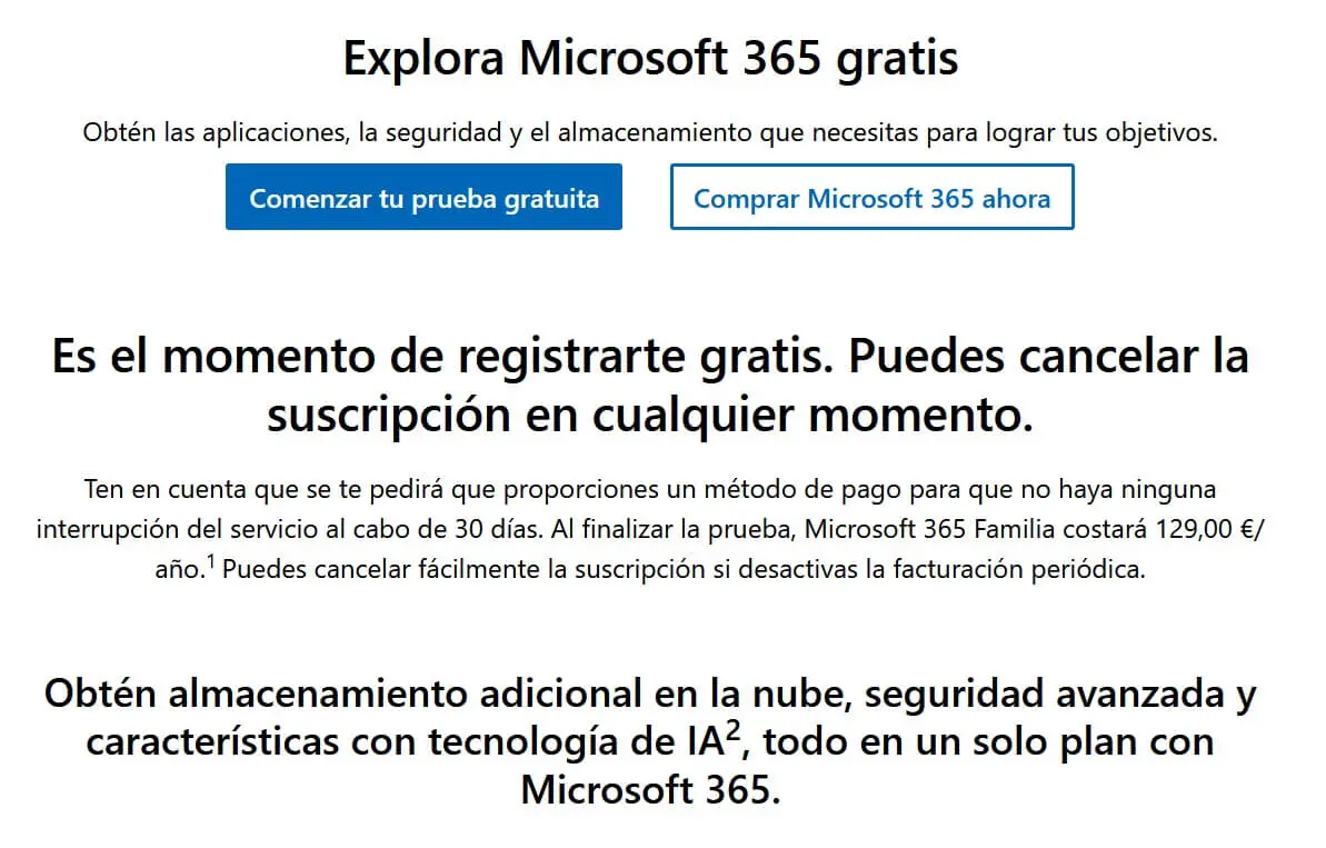 Prueba Microsoft 365 gratis Imagen: Prueba Microsoft 365 gratis