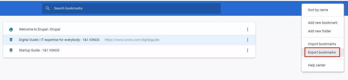 Imagen: Chrome: “Exportar marcadores”