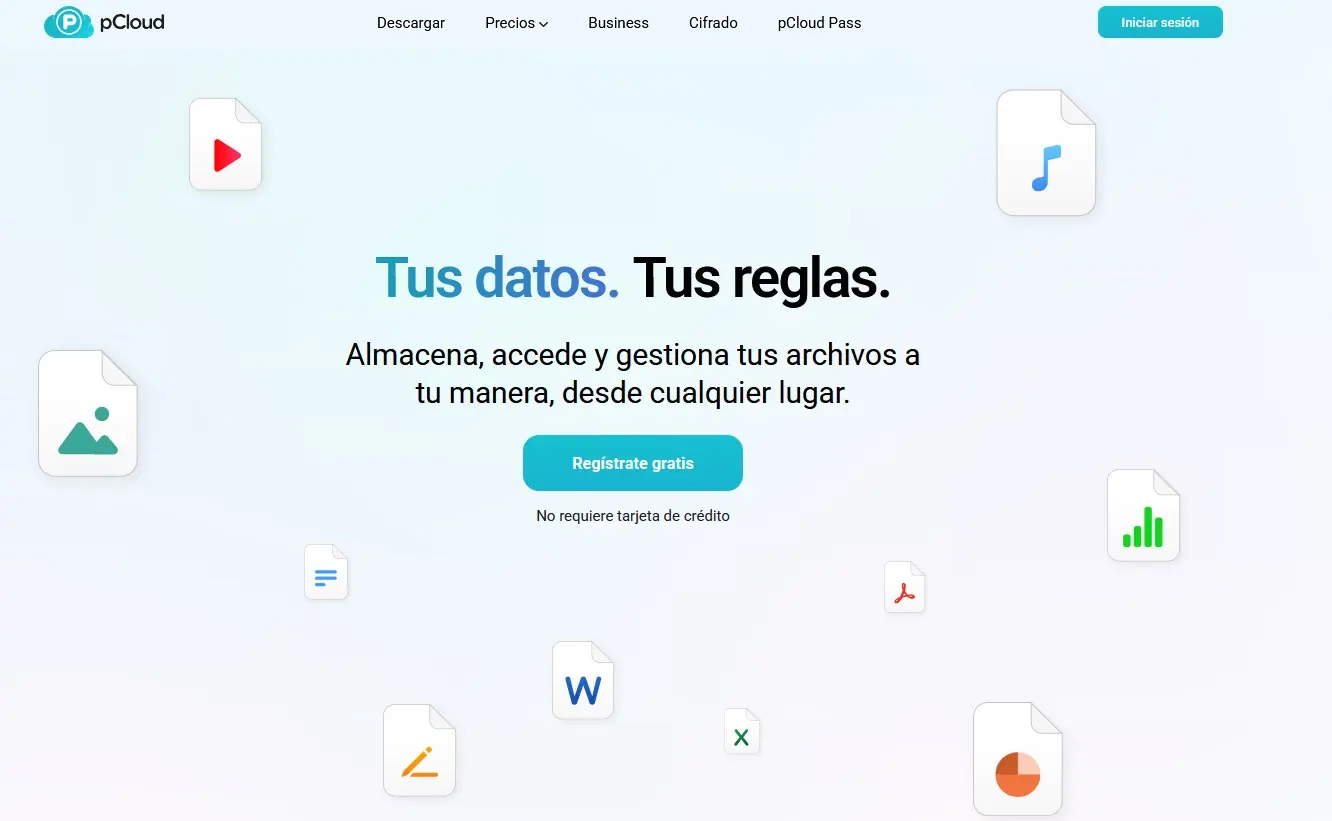 Imagen: Captura de la p&aacute;gina de inicio de pCloud