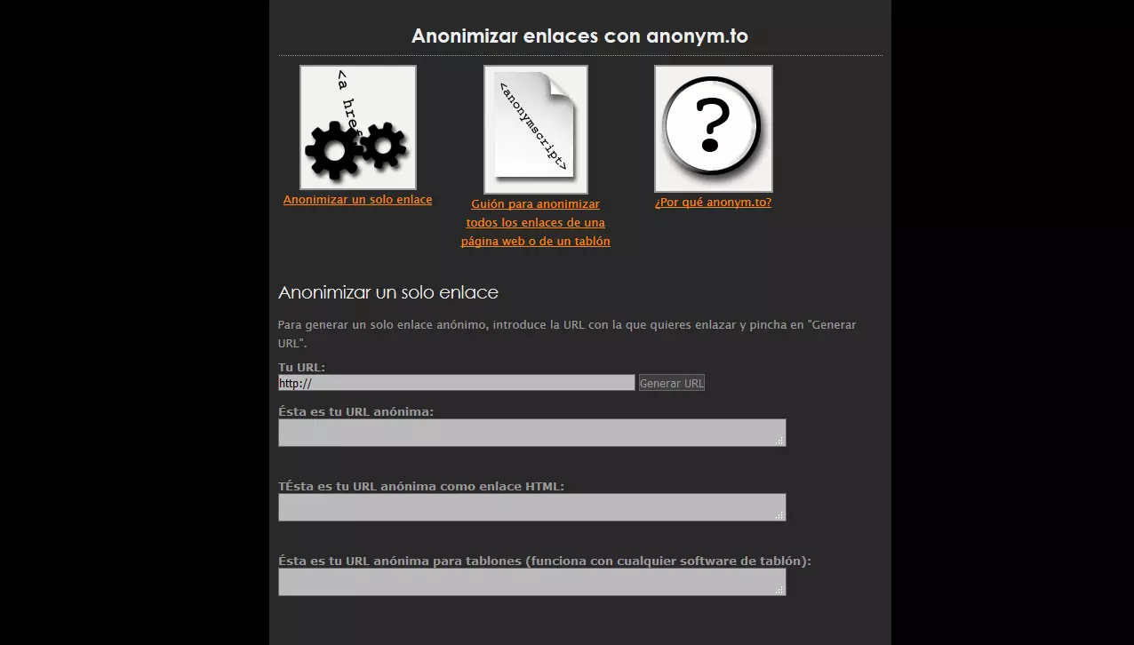 Imagen: Anonimización de enlaces con anonym.to