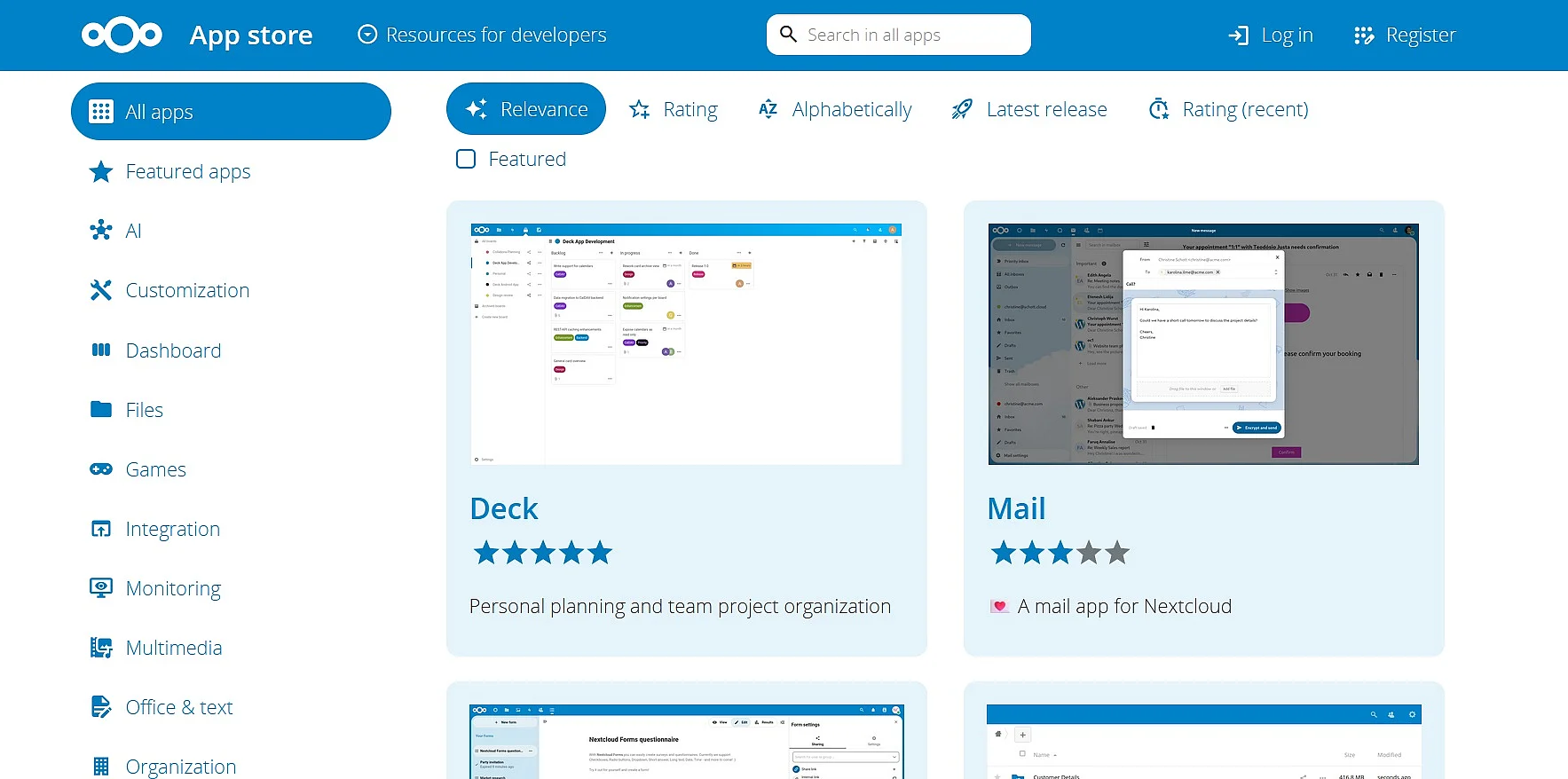 Nextcloud App Store Imagen: Nextcloud App Store