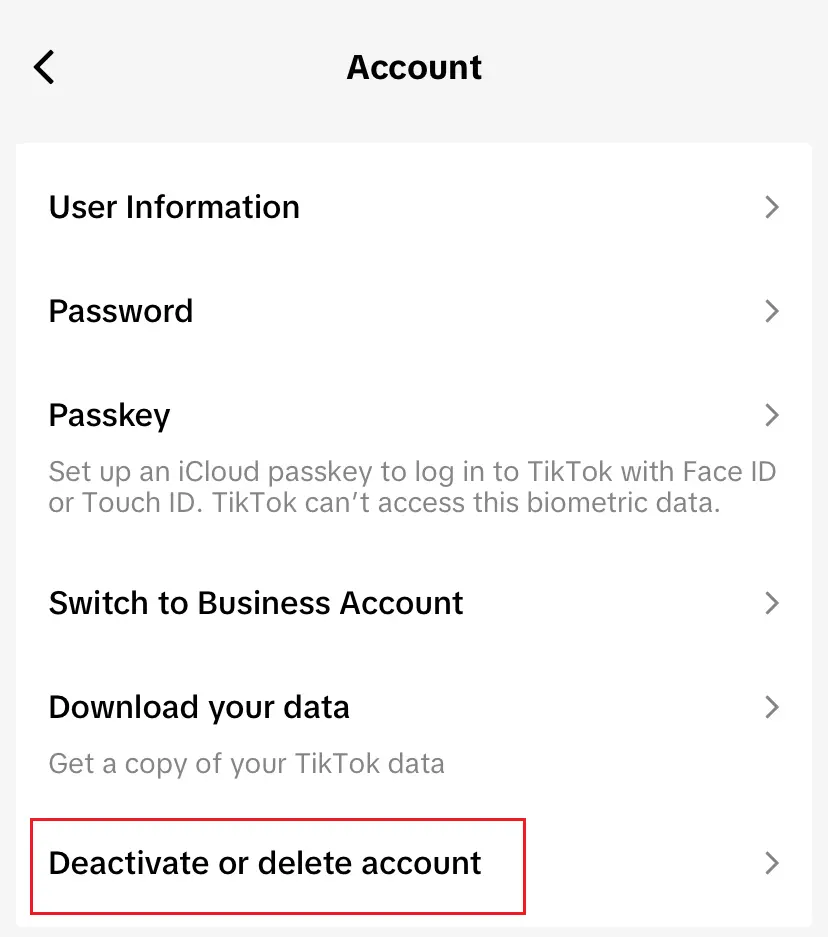Imagen: Gestión de cuentas en TikTok
