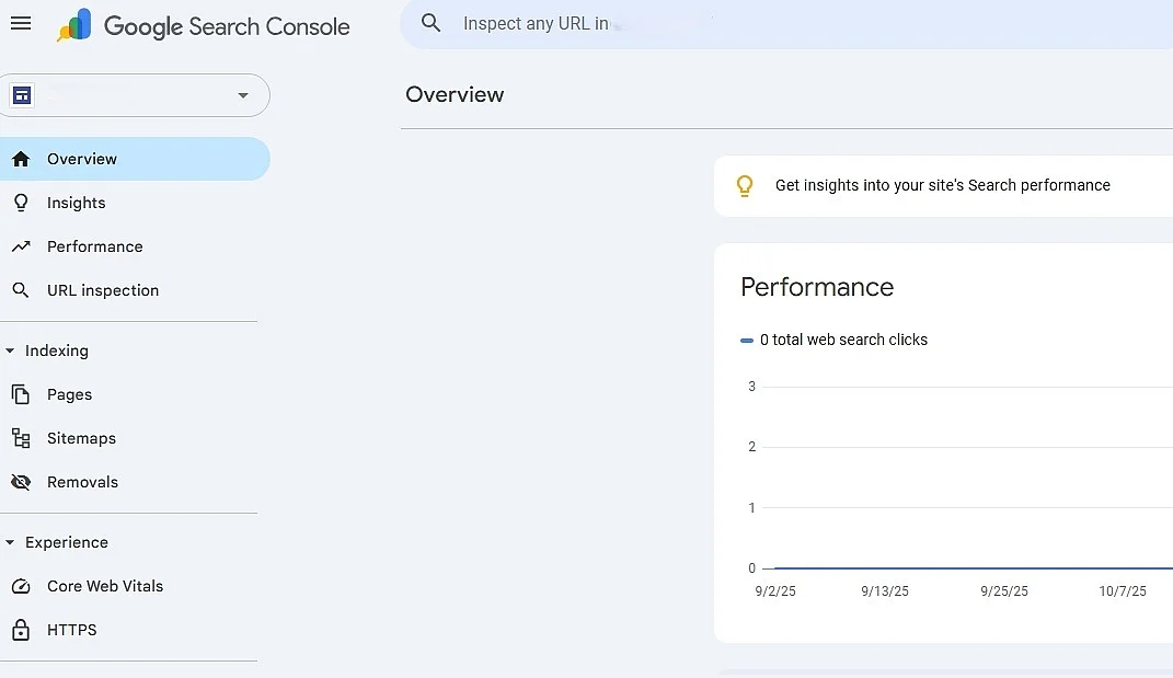 Panel de control de Google Search Console Imagen: Panel de control de Google Search Console