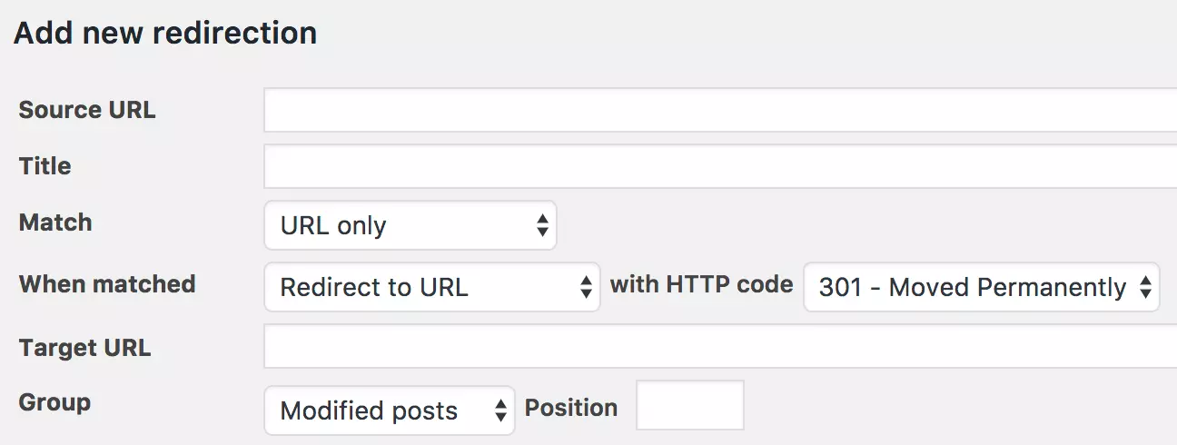 Imagen: Captura de pantalla del plugin Redirection